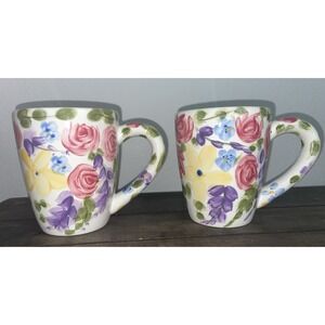 Jardine Floral Hand Painted Tabletops Gallery Unlimited Mug Qty 2